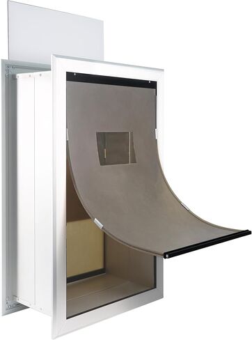 Aluminum Dog Door for Wall,Security Dog Door with Telescoping Tunnel and Sliding Locking Panel,Double Magnetic Flap, Portable Handle - Medium in Saudi Arabia