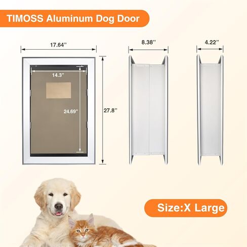 Aluminum Dog Door for Wall,Security Dog Door with Telescoping Tunnel and Sliding Locking Panel,Double Magnetic Flap, Portable Handle - Medium in Saudi Arabia