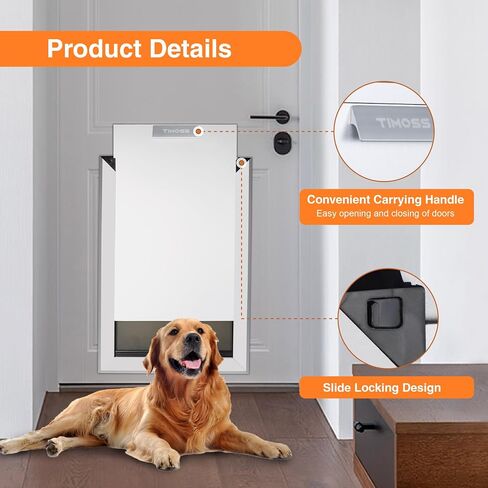Aluminum Dog Door for Wall,Security Dog Door with Telescoping Tunnel and Sliding Locking Panel,Double Magnetic Flap, Portable Handle - Medium in Saudi Arabia