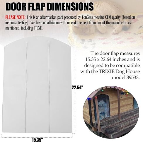 TonGass (عبوة واحدة، شفافة) أغطية بديلة لباب الكلاب متوافقة مع طراز Trixie Dog House Model 39533 يناسب مقاس 15.35 × 22.64 بوصة لبيت الكلاب، غطاء باب بديل للحيوانات الأليفة لبيوت الكلاب الخشبية الخارجية in Kuwait