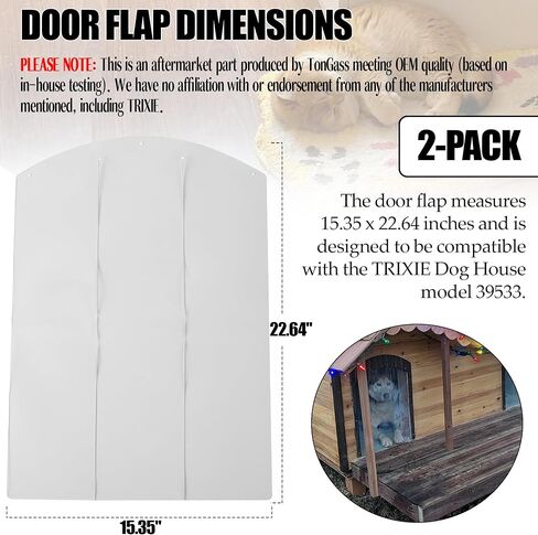 TonGass (1-Pack, Clear) Dog Door Replacement Flaps Compatible with Trixie Dog House Model 39533 Fits 15.35"x22.64" Dog House Opening Replacement Pet Door Flap for Outdoor Wooden Dog Houses in Saudi Arabia