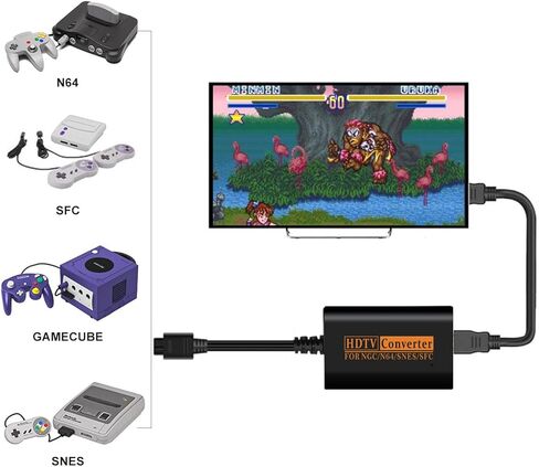 محول YEHUIM N64 HDMI، محول كابل HDMI لـ N64/SNES/Gamecube إلى محول HDMI يدعم 16:9 للتحويل على HDTV in Kuwait