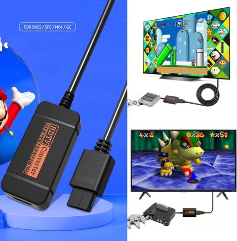 محول YEHUIM N64 HDMI، محول كابل HDMI لـ N64/SNES/Gamecube إلى محول HDMI يدعم 16:9 للتحويل على HDTV in Kuwait