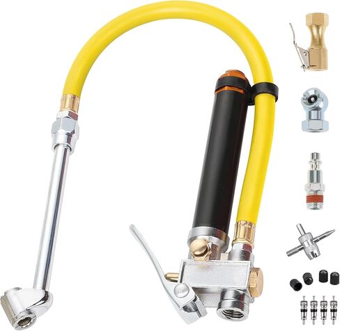 Hromee Heavy Duty Tire Inflator with Pressure Gauge 120PSI with Dual Head Air Chuck and Lock On Tire Chuck, Air Compressor Accessory and Tire Valve Tools in Kuwait
