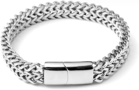 VA JENT Mens Bracelet Stainless Steel Simple Trend Wheat Shape Braided Biker Chain Versatile Jewelry Gifts For Men in Saudi Arabia