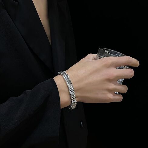VA JENT Mens Bracelet Stainless Steel Simple Trend Wheat Shape Braided Biker Chain Versatile Jewelry Gifts For Men in Saudi Arabia