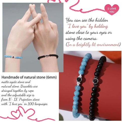 Winas Matching Bracelets for Couples,I Love You 100 Languages Couples Bracelet, Friendship Gifts For Women/Men Friends in Saudi Arabia