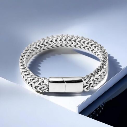 VA JENT Mens Bracelet Stainless Steel Simple Trend Wheat Shape Braided Biker Chain Versatile Jewelry Gifts For Men in Saudi Arabia