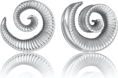 LADEMAYH Saddle Plugs Ear Gauges for Women, Silver 00 Gauge Spiral Gauges for Ears, Stainless Steel 316L Ear Tunnels Gauges for Men Ear Stretching Gauge Earrings in Saudi Arabia