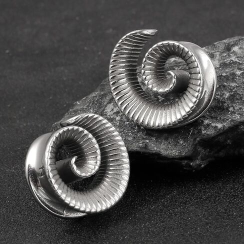 LADEMAYH Saddle Plugs Ear Gauges for Women, Silver 00 Gauge Spiral Gauges for Ears, Stainless Steel 316L Ear Tunnels Gauges for Men Ear Stretching Gauge Earrings in Saudi Arabia