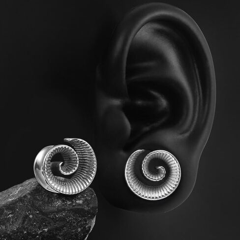 LADEMAYH Saddle Plugs Ear Gauges for Women, Silver 00 Gauge Spiral Gauges for Ears, Stainless Steel 316L Ear Tunnels Gauges for Men Ear Stretching Gauge Earrings in Saudi Arabia