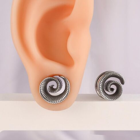 LADEMAYH Saddle Plugs Ear Gauges for Women, Silver 00 Gauge Spiral Gauges for Ears, Stainless Steel 316L Ear Tunnels Gauges for Men Ear Stretching Gauge Earrings in Saudi Arabia