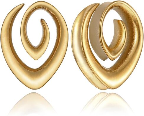 LADEMAYH Saddle Plugs for Ears Gauges, Gold 7/8 inch Spiral Gauges for Ears, Stainless Steel 316L Ear Tunnels Gauges for Men Ear Stretching Gauge Earrings for Women in Saudi Arabia