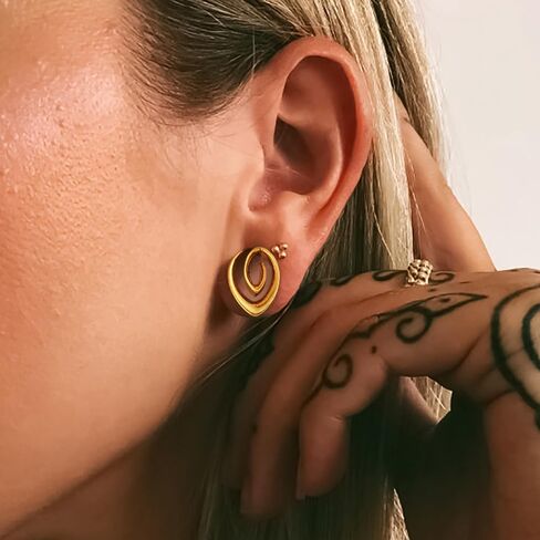 LADEMAYH Saddle Plugs for Ears Gauges, Gold 7/8 inch Spiral Gauges for Ears, Stainless Steel 316L Ear Tunnels Gauges for Men Ear Stretching Gauge Earrings for Women in Saudi Arabia