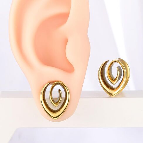 LADEMAYH Saddle Plugs for Ears Gauges, Gold 7/8 inch Spiral Gauges for Ears, Stainless Steel 316L Ear Tunnels Gauges for Men Ear Stretching Gauge Earrings for Women in Saudi Arabia
