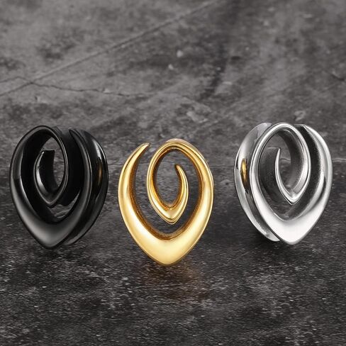 LADEMAYH Saddle Plugs for Ears Gauges, Gold 7/8 inch Spiral Gauges for Ears, Stainless Steel 316L Ear Tunnels Gauges for Men Ear Stretching Gauge Earrings for Women in Saudi Arabia