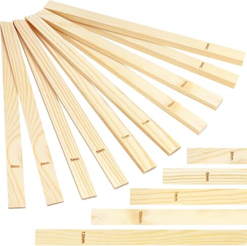 DLOnline 10 Pieces 5 Size Rolling Mud Stick Guide, Clay Rolling Pin Guide, Wooden Clay Roller Guide, Clay Tools Pottery Tools Mud Tools for Pottery Teaching, Polymer Clay Thickness 3, 5, 7, 10, 12 mm in Kuwait