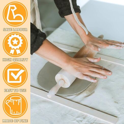 DLOnline 10 Pieces 5 Size Rolling Mud Stick Guide, Clay Rolling Pin Guide, Wooden Clay Roller Guide, Clay Tools Pottery Tools Mud Tools for Pottery Teaching, Polymer Clay Thickness 3, 5, 7, 10, 12 mm in Kuwait