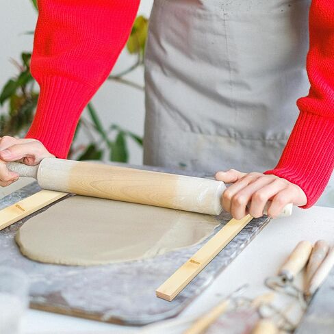 DLOnline 10 Pieces 5 Size Rolling Mud Stick Guide, Clay Rolling Pin Guide, Wooden Clay Roller Guide, Clay Tools Pottery Tools Mud Tools for Pottery Teaching, Polymer Clay Thickness 3, 5, 7, 10, 12 mm in Kuwait