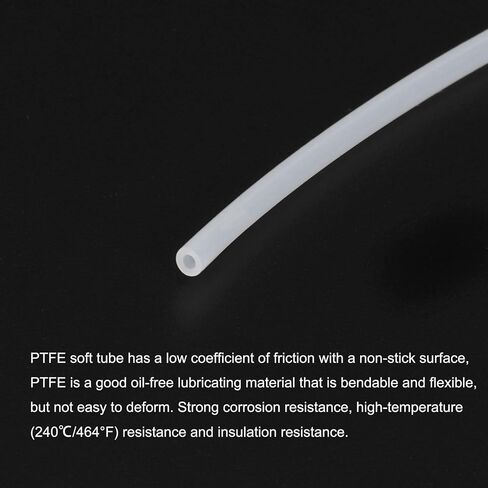 MECCANIXITY PTFE خرطوم أنابيب بطول 200 سم / 6.56 قدم، 6 مم معرف 7 مم OD أنبوب درجة حرارة عالية، خرطوم طابعة ثلاثي الأبعاد عازل أبيض للنقل in Kuwait