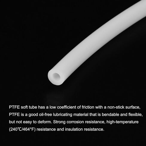 MECCANIXITY PTFE خرطوم أنابيب بطول 200 سم / 6.56 قدم، 6 مم معرف 7 مم OD أنبوب درجة حرارة عالية، خرطوم طابعة ثلاثي الأبعاد عازل أبيض للنقل in Kuwait