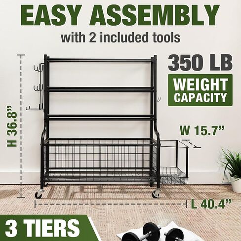 XL Homestead Gym Organization for Home Gym - Heavy Duty Home Gym Storage Rack - Weight Rack for Home Gym, Dumbbells, Kettlebells, Yoga Ball, Foam Rollers in Kuwait