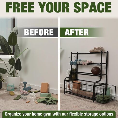 XL Homestead Gym Organization for Home Gym - Heavy Duty Home Gym Storage Rack - Weight Rack for Home Gym, Dumbbells, Kettlebells, Yoga Ball, Foam Rollers in Kuwait