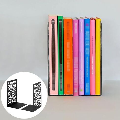 jeuihau 6 أزواج من الدفتين المعدنية السوداء، نهايات الكتاب الدفتين المعدنية للأرفف، سدادات الكتب المعدنية، الدفتين المعدنية السوداء الثقيلة، نهايات شجرة معدنية لديكور مقسم الكتاب in Kuwait