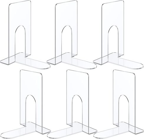 Wesiti 6 قطع من نهايات الكتب البلاستيكية للأرفف، نهايات كتب أكريليك شفافة 7.4 × 4.7 × 5.9 بوصة حامل كتب غير قابل للانزلاق منظم كتب عالي التحمل لسدادات الكتب المزخرفة للمكتب والقرطاسية المدرسية in Kuwait