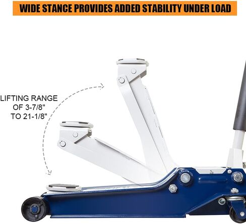 HPDMC 3 Ton / 6600 Lb. Low Profile Floor Jack, Hydraulic Lifting Range 3.75" - 18.89", Automotive Aluminum Low Profile Service Jack with ASME Safety Standards Dual Piston Quick Lift Pump, for Garages in Saudi Arabia