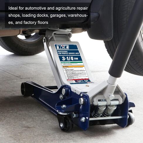 HPDMC 3 Ton / 6600 Lb. Low Profile Floor Jack, Hydraulic Lifting Range 3.75" - 18.89", Automotive Aluminum Low Profile Service Jack with ASME Safety Standards Dual Piston Quick Lift Pump, for Garages in Saudi Arabia
