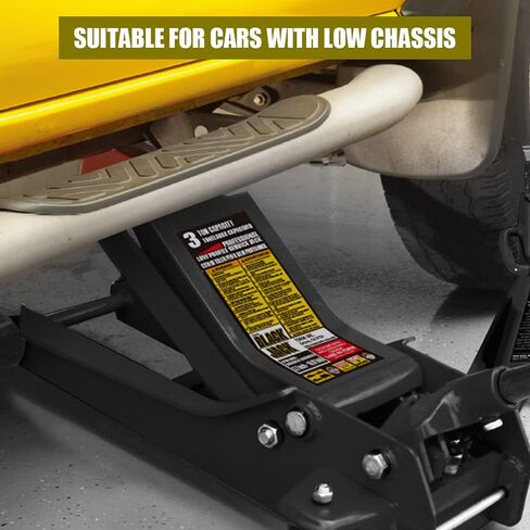 HPDMC 3 Ton / 6600 Lb. Low Profile Floor Jack, Hydraulic Lifting Range 3.75" - 18.89", Automotive Aluminum Low Profile Service Jack with ASME Safety Standards Dual Piston Quick Lift Pump, for Garages in Saudi Arabia