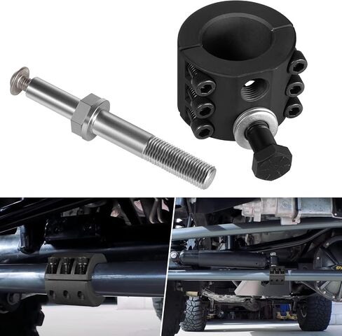 Steering Stabilizer Tie Rod Clamp and Steering Stabilizer Relocation Bolt Fit for 2007-2022 Jeep Wrangler JK JKU JL JLU & Jeep Gladiator JT Aftermarket Tie Rod with 1-1/2" OD Tubing in Saudi Arabia