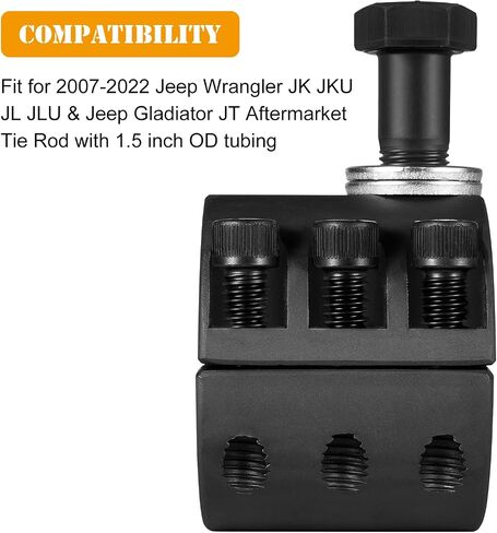 Steering Stabilizer Tie Rod Clamp and Steering Stabilizer Relocation Bolt Fit for 2007-2022 Jeep Wrangler JK JKU JL JLU & Jeep Gladiator JT Aftermarket Tie Rod with 1-1/2" OD Tubing in Saudi Arabia