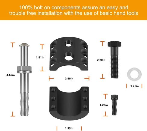 Steering Stabilizer Tie Rod Clamp and Steering Stabilizer Relocation Bolt Fit for 2007-2022 Jeep Wrangler JK JKU JL JLU & Jeep Gladiator JT Aftermarket Tie Rod with 1-1/2" OD Tubing in Saudi Arabia