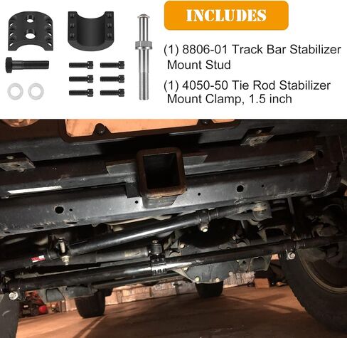 Steering Stabilizer Tie Rod Clamp and Steering Stabilizer Relocation Bolt Fit for 2007-2022 Jeep Wrangler JK JKU JL JLU & Jeep Gladiator JT Aftermarket Tie Rod with 1-1/2" OD Tubing in Saudi Arabia