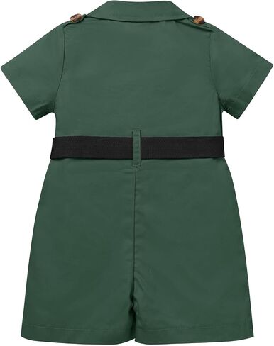 Baby Safari Outfit Wild One Birthday Outfit Girl Short Sleeve Safari Jumpsuit with Hat Toddler Zoo Keeper Costume in Saudi Arabia