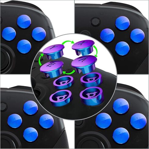 eXtremeRate Chameleon Purple Blue Interchangeable ABXY Buttons for Nintendo Switch Pro Controller, DIY Swappable Replacement ABXY for NS Pro Controller- Controller NOT Included in Saudi Arabia