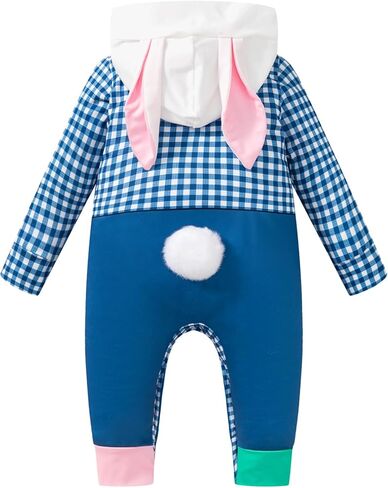 LATOBREATH Newborn Baby Boy Girl Easter Outfit Long Sleeve Hooded Romper Bunny Ear Face Infant Clothes in Saudi Arabia
