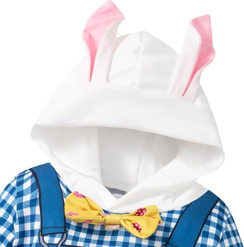 LATOBREATH Newborn Baby Boy Girl Easter Outfit Long Sleeve Hooded Romper Bunny Ear Face Infant Clothes in Saudi Arabia