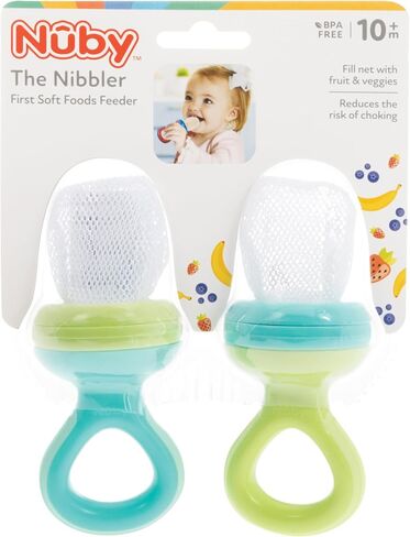 Nuby Nibbler Mesh First Soft Foods Feeder, 2pk, Aqua & Green in Saudi Arabia