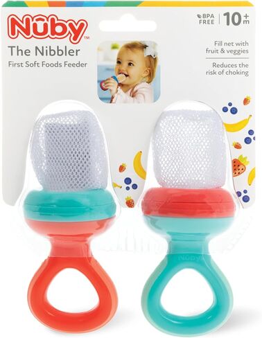 Nuby Nibbler Mesh First Soft Foods Feeder, 2pk, Aqua & Green in Saudi Arabia