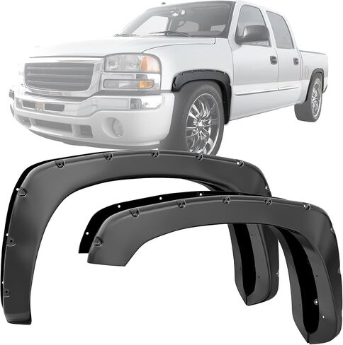 مشاعل LEDKINGDOMUS الأمامية والخلفية متوافقة مع 2007-2013 Chevy Silverado 1500 (تناسب فقط سرير قصير مقاس 69.3 بوصة) (ليس لـ GMC Sierra)، عجلة مشاعل ذات لمسة نهائية سوداء ناعمة على الطرق الوعرة بنمط مثبت بالجيب in Saudi Arabia