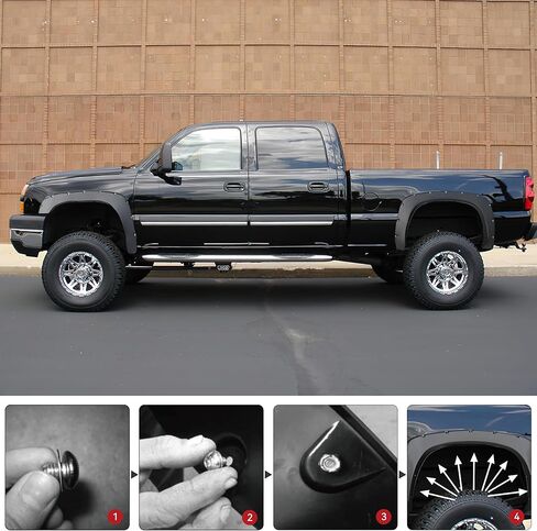 مشاعل LEDKINGDOMUS الأمامية والخلفية متوافقة مع 2007-2013 Chevy Silverado 1500 (تناسب فقط سرير قصير مقاس 69.3 بوصة) (ليس لـ GMC Sierra)، عجلة مشاعل ذات لمسة نهائية سوداء ناعمة على الطرق الوعرة بنمط مثبت بالجيب in Saudi Arabia
