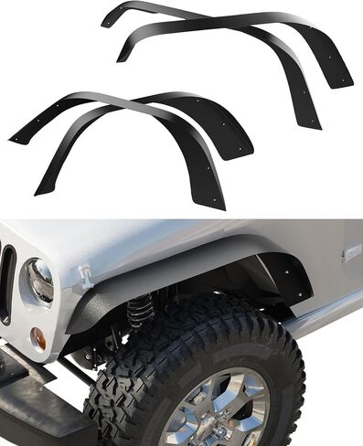 غطاء عجلة بطانات الحاجز الداخلي الأمامي من KYBOLT مناسب لـ 2007-2018 Wrangler JK JKU 4WD (4 أبواب/2 باب) غير محدود، قطعتان من واقيات الرذاذ على طراز الترباس in Kuwait