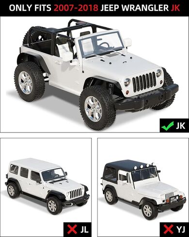 غطاء عجلة بطانات الحاجز الداخلي الأمامي من KYBOLT مناسب لـ 2007-2018 Wrangler JK JKU 4WD (4 أبواب/2 باب) غير محدود، قطعتان من واقيات الرذاذ على طراز الترباس in Kuwait