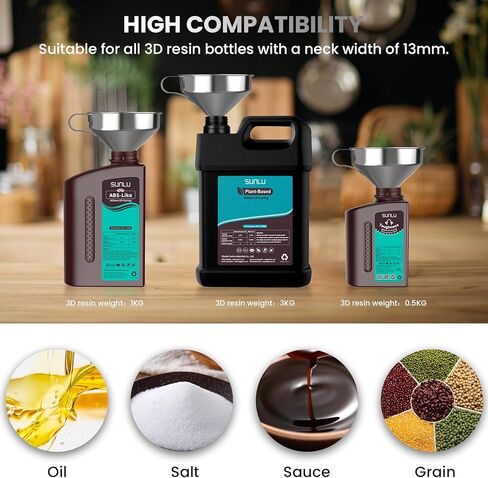 مجموعة قمع الراتنج للطابعة ثلاثية الأبعاد SUNLU، عبوتين 304 قمع من الفولاذ المقاوم للصدأ ثلاثي الأبعاد + 4 عبوات مرشحات مصفاة، قمع ملحقات الطابعة ثلاثية الأبعاد للراتنج ثلاثي الأبعاد، كوب فلتر الراتنج لراتينج SLA/DLP/LCD/UV، قوي ومتين in Kuwait