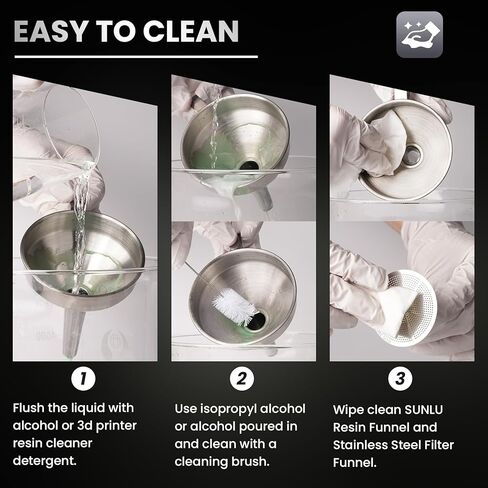 مجموعة قمع الراتنج للطابعة ثلاثية الأبعاد SUNLU، عبوتين 304 قمع من الفولاذ المقاوم للصدأ ثلاثي الأبعاد + 4 عبوات مرشحات مصفاة، قمع ملحقات الطابعة ثلاثية الأبعاد للراتنج ثلاثي الأبعاد، كوب فلتر الراتنج لراتينج SLA/DLP/LCD/UV، قوي ومتين in Kuwait