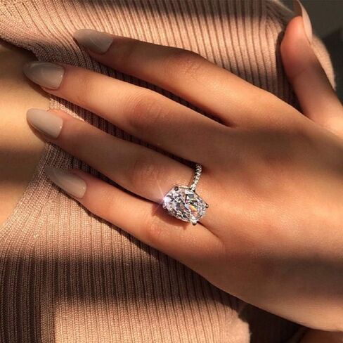 CHWLNJN 925 Sterling Silver Shiny Oval Cut 3ct CZ Diamond Ring Fashion Ladies Cubic Zirconia Infinity Halo Engagement Ring Solitaire Eternal Diamond Wedding Ring Size 6-10 (6) in Saudi Arabia
