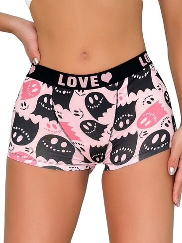 SOLY HUX Women's Graphic Female Boxer Briefs, Funny Boy Shorts Panties for Teen Girls, Cute Novelty Underwear for Women in Saudi Arabia